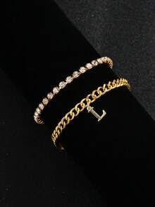 Hip Hop Initial Anklet For Women, Stackable Crystal Tennis Chain Foot Jewelry Gift - Custom Lettering Anklet - View 6