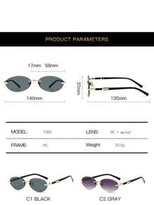 1 chiếc kính mắt không gọng, kiểu dáng châu Âu mới năm 2026, hình bầu dục, unisex, phong cách hip hop cá tính, thích hợp cho đường phố/lễ hội âm nhạc/tiệc tùng. - Nhiều màu - Xem 6