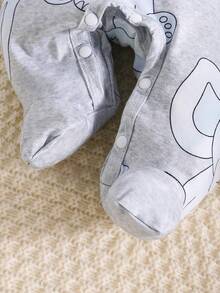 3pcs/Set Striped Cute Elephant Newborn Baby Romper Jumpsuit - Silver - View 7