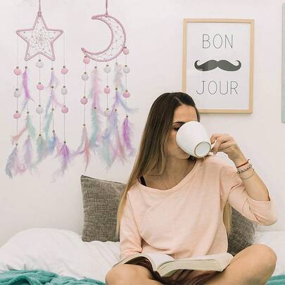 1pc Dreamcatcher Set - Artistic Feather Wind Chimes, Handmade Dream Catcher With Feathers Wall Hanging Set - Multifunctional Home And Sofa Decor Crafts, Fashionable Home Wind Chime Dream Catcher Ornaments For Home, Wedding, Room Decor (Feathers Are Artificial), Perfect For Birthdays