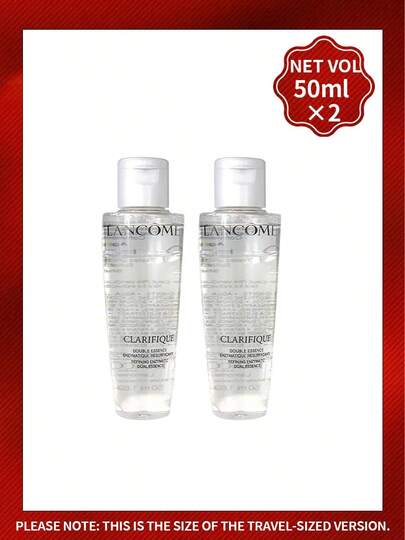 Lancôme ماء لانكوم ثنائي الجوهر بحجم السفر 50مل، العناية بالبشرة الفاخرة لتنقية المسام وتفتيح البشرة، مثالي للعناية اليومية بالبشرة والسفر والاكسسوارات السفرية. أساسي جمالي فاخر للسيدات، مما يجعله هدية فاخرة مثالية لها. عزز روتين العناية بالبشرة الخاص بك بمظهر طازج ولامع، دلل نفسك أو من تحب، واستمتع بالأناقة الأبدية.