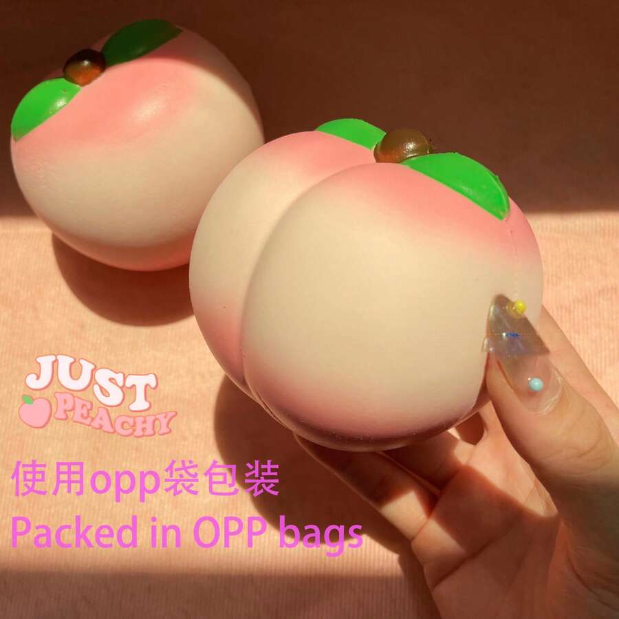 1个新款慢回弹桃子挤压玩具，创意小礼物，扭蛋造型。慢回弹减压挤压道具，（两种包装可选：OPP袋和塑料球），送给朋友、节日、生日的绝佳礼物。 - 彩色 - 查看 1