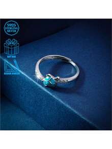 925纯银海龟造型可调节戒指，镶嵌锆石，个性化夏季海洋主题首饰 - 銀色 - 查看 1