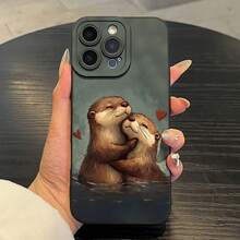 Angel Eyes High-end Phone Case with Otter Pattern Cartoon Animation UV Printing Phone Cover 360 Degree Full Protection for  11 12 13 14 15 16 Pro Max XR X/ XS 7 8 Plus SE Mini for Smartphone Best Gift Birthday Gift Boy & Girl - Negro - Ver 3