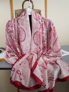 1pc Fashionable Printed Headscarf, Luxury 85*180CM Sun-Shading Scarf, Women's Outdoor Shawl, Popular Silk Scarf, Four-Season Windproof Long Scarf, New Style Tubular Scarf - Multicolor - View 7