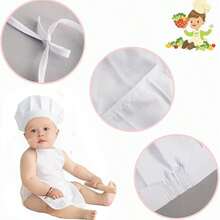 2pcs Baby Photography Props, 6-24 Months Infant Chef Costume Props Including Chef Hat And Apron - Multicolor - View 4