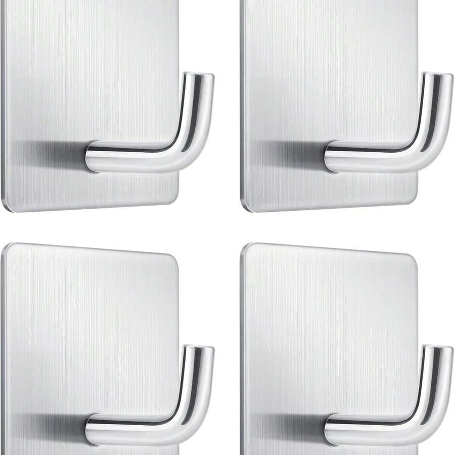 1/3pcs Self-Adhesive Wall Hooks - Strong White Bathroom Towel Hooks - Kitchen Towel Racks - Stick-On, High Load-Bearing Capacity And Waterproof, Suitable For Bathroom Towel Racks And Tea Towel Racks - Multicolor - View 1