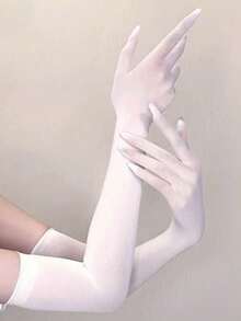 1双性感薄款透明弹力紧身丝袜手套，女士夜店婚礼舞会防晒夏季礼仪手套，适合夏季防晒、旅行、音乐节、万圣节派对、角色扮演等场合。 - A - 查看 4