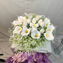 50 pièces Ensemble de fleurs artificielles Tulipe + Calla Lily + Gypsophile, convient pour diverses décorations de festivals et de tombes saisonnières, maison, extérieur, salon, mariage, Saint-Valentin, Fête des Mères Décoration de centre de table - Multicolore - Voir 7