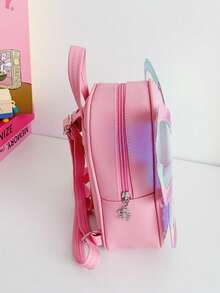 Laser Butterfly Girl Backpack, Glitter Sequin Mini Backpack, Lightweight Cute Schoolbag - Pink - View 5