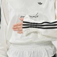 Áo thun dài tay dáng rộng, bèo nhún, phong cách thường ngày, màu trắng ngọc bích của adidas Originals. - Hanyu White - Xem 4