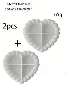 2个心形硅胶模具，带气泡边缘，3D珍珠边设计，石膏树脂DIY首饰托盘模具 - 心型泡泡模具 - 查看 6