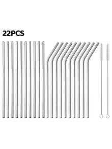 20支装可重复使用不锈钢吸管套装，金属直管和弯管，带清洁刷，适用于奶茶、咖啡和冰沙。 - 查看 18
