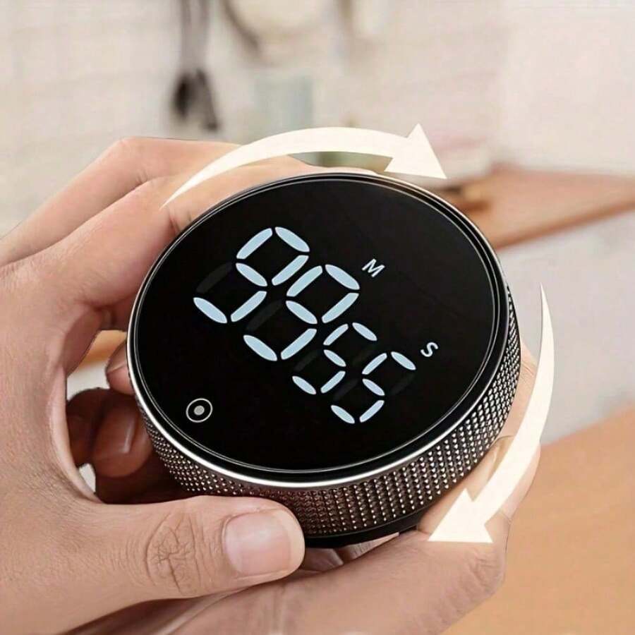 SOKANY Multifunctional Round Timer, Supports Countdown/Count Up, 3 AAA Batteries Powered, Large LED Display, Timing Function, 3 Mute Modes, Rotatable, Magnetic Design For Multiple Placement Options, Compact And Portable, Suitable For Cooking, Baking, Classroom And Sports - Silver - View 1