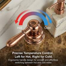 欧式仿大理石水槽龙头，单孔冷热水浴室面盆龙头，豪华款，G1/2通用螺纹，含2根50厘米进水软管和G3/8转接头 - ORB黑玉一個玉 - 查看 7