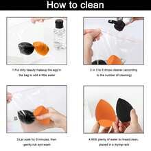 Set de 12 piezas de esponjas de maquillaje profesionales, esponjas suaves y sin látex para un acabado perfecto, aplicador de maquillaje multicolor para polvos, líquidos y maquillaje facial - 12 piezas negro + naranja - Ver 5