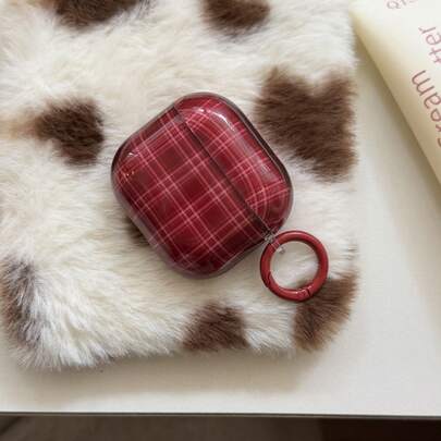 Retro Elegant Red Plaid Hanging Loop Earphone Case Compatible With Airpods Pro 2, Cute Minimalist Design Compatible With Apple 3/4, New 1/2 Generation Protective Cover For Women