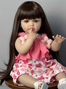 55cm Full Body Soft Vinyl Reborn Baby Girl Bathing Toy, Realistic 22 Inch Princess Infant Artistic Doll, Newborn Birthday Gift - Pink - View 4