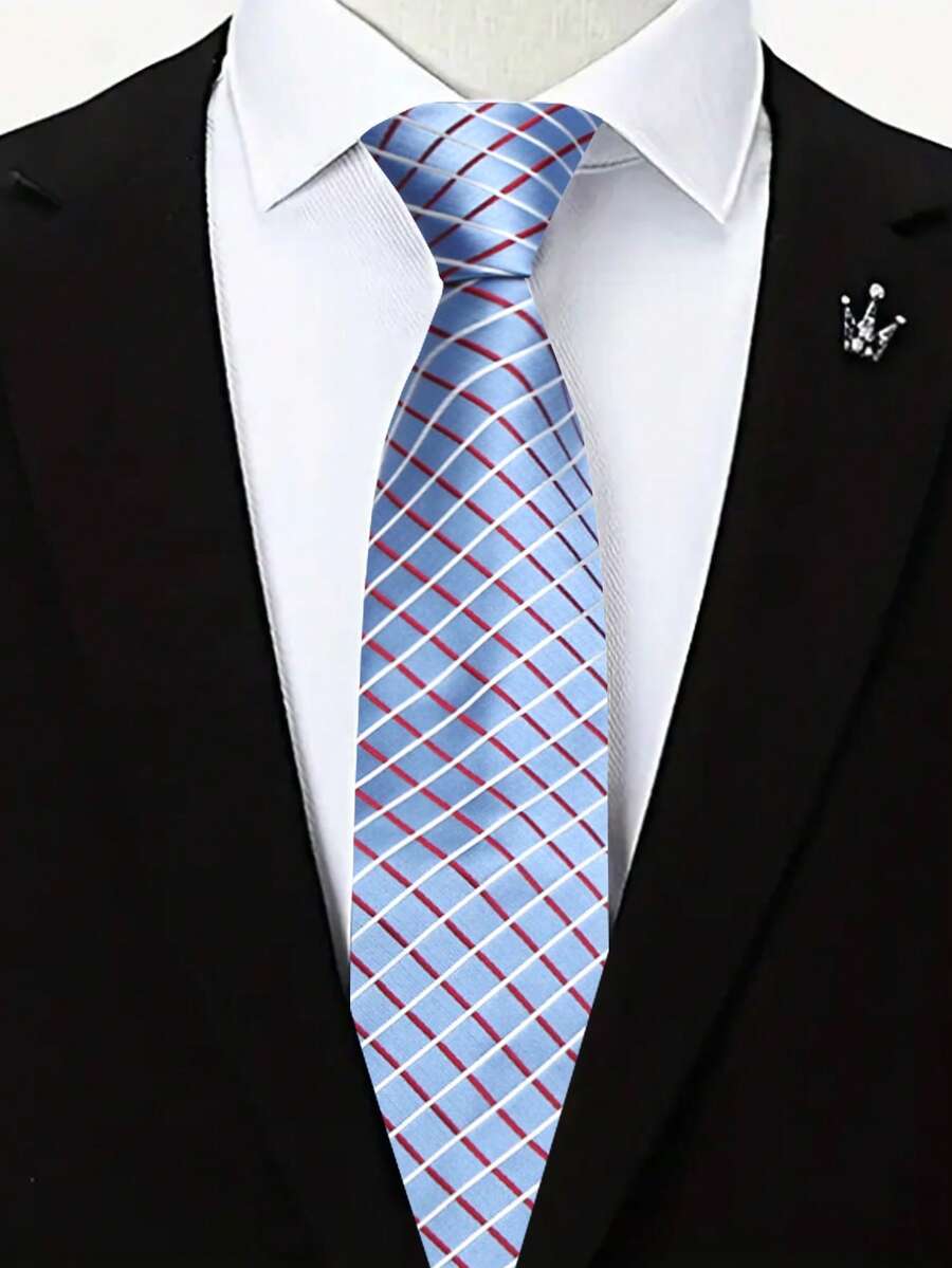 1条格子领带，适合休闲、街头、商务、派对、送礼、日常穿着 - 彩色 - 查看 1