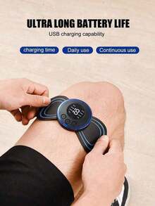 1pc Rechargeable Portable Mini Neck Massager, Electric Neck Massage Pad To Relieve Shoulder & Neck Stress, EMS Microcurrent Neck Massage Patch, 8 Modes 19 Intensity Levels, Suitable For Work, Home And Travel - Blue - View 9