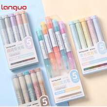 5Pcs Glitter Highlighter, Macaron Pastel Highlighter For Note Taking & Journaling - A - View 2