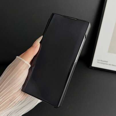 适用于三星 Galaxy S8、S8+、S9、S9+、S10、S10+、S20、S20+、S20 FE、S20 Ultra、S21、S21+、S21 FE、S21 Ultra、S22、S22+、S22 Ultra、S23、S23+、S23 FE、S23 Ultra、S24、S24+、S24 Ultra、S25、S25+、S25 Ultra、S26、S26+、S26 Ultra 的翻盖手机壳 - 简约纯色，翻盖支架设计，电镀镜面，黑色