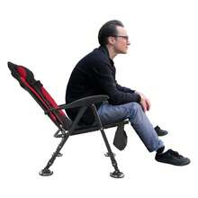SENDERPICK 1PCS Folding Fishing Chair Multi-Function Fishing Camping Chair Portable - Red and Black - View 2