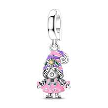 1 pieza Conjunto de cuentas de encanto de color plateado con esmalte de fantasía gótica, con diablo brillante, segador siniestro, gnomo y mago, hebillas universales compatibles con pulseras europeas, ideal para Halloween, cumpleaños y uso diario gótico - Plateado - Ver 16