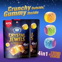 AMOS 4D Crystal Jewels Gummy Candy(2 Bags), Novelty Food 1.41oz Bag, Crunchy Outside, 4in1, 2 Textures 2 Flavors, Unique Candy, Gummy Treats - 2 件裝 - 查看 1