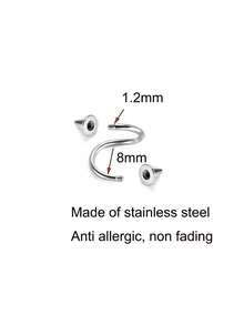 2只装不锈钢S形耳骨钉，极简朋克风耳钉，16G 1.2mm - 銀色 - 查看 5