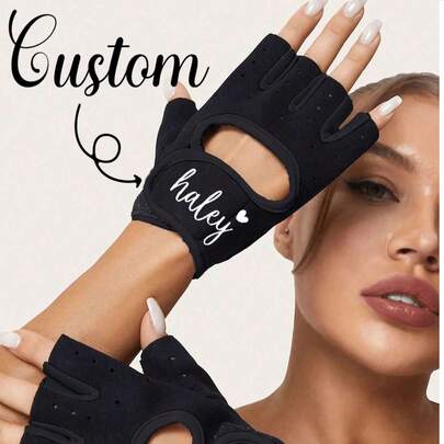 1 Paio di guanti da fitness a mezza dita personalizzati, unisex, antiscivolo e traspiranti, guanti da ciclismo ultraleggeri, guanti da sollevamento pesi con protezione palmo anti-shock, guanti da palestra con protezione totale del palmo, adatti per allenamento in palestra, ciclismo, fitness sportivo, esercizi domestici, accessori per fitness sportivo