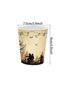 10pcs/30pcs/50pcs Retro Horror Letter Decorations, Disposable Retro Paper Cups For Haunted Houses, Party Decorations, Retro Haunted House Themed Paper Cups, Stranger's Birthday Party Decorations - Multicolor - View 3