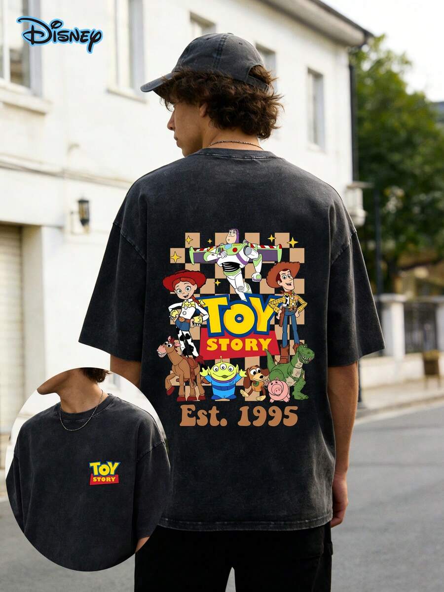 Disney Toy Story Cartoon Printed T-Shirt, Disney Woody Buzz Lightyear Loose Washed Cotton Short Sleeved Shirt, Disney Summer Men's Casual T-Shirt, Toy Story Themed Cartoon Family Portrait T-Shirt, 230G Washed High-Quality Cotton Double-Sided Printed T-Shirt Toy Story Est. 1995 Classic IP Loose Slimming Casual Top, Buzz Lightyear Woody Printed Youth Reducing Short Sleeved Shirt, Toy Story Three Eyed Cartoon Printed T-Shirt, Childhood Memories Killing Toy Story Est. 1995 Loose Casual Shirt, Disney Toy Story Summer Couple T-Shirt - 黑色 - 查看 1