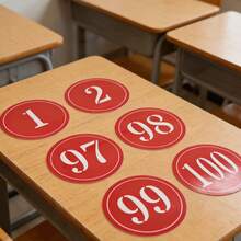 红色圆形数字贴纸 1-100，仓库货架分类编号标签，餐厅桌号贴纸，设备识别贴纸，学生考试顺序号贴纸，可书写自粘识别标签 - A - 查看 6