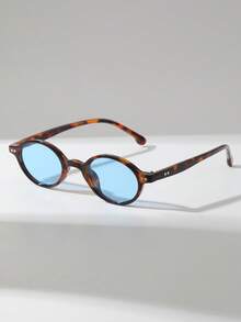 1 Pair Women's Round Small Frame PC Material Rivet Contrast Color Retro Personalized Sculpting Fashion Fashion Glasses, Suitable For Runway Shows And Gatherings - Multicolor - View 9