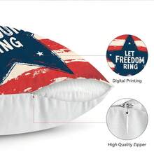 4件套美国国旗红白蓝独立日图案枕套，单面印花毛绒枕套，适用于客厅沙发卧室，不含枕芯 - 彩色 - 查看 11