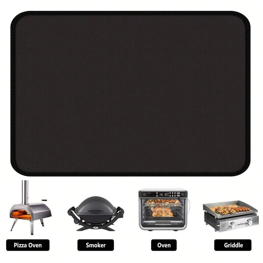 1 tấm lót silicon màu đen chịu nhiệt, kích thước 15x18 inch, chống trượt, thích hợp cho nồi chiên không dầu/lò nướng/máy pha cà phê/chảo rán, chịu lửa, chống dầu, chống bám bẩn, dùng cho bếp nướng. - Xem 1