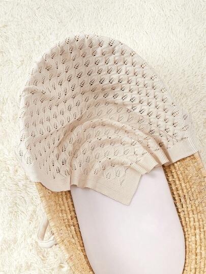 Baby Cotton Knit Blanket, Hollow Out Design, Suitable For Baby In Spring And Summer, Air-Conditioned Room