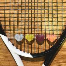 1pc Shiny Crystal Heart Tennis Dampener, Girly Tennis Racket Shock Absorber, Bright Silicone Shock Absorbing Device, Available In Multiple Colors For Racket Decoration, Crystal Heart Shock Absorber For Tennis Training & Decoration, Cute Racket Face Decor Accessory Designed For Tennis Enthusiasts, Perfect Gift For Tennis Lovers - Multicolor - View 6