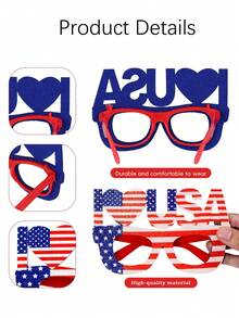1/5/10 pièces élégantes avec motif drapeau américain - Lunettes de mode patriotiques convenant pour le Jour de l'Indépendance, le Jour du Drapeau, le Jour du Souvenir, la saison de remise des diplômes, accessoires amusants pour photos et fêtes, célébrations patriotiques, convient à tous - Multicolore - Voir 4