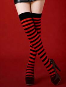 Medias altas con rayas - Un acento divertido y sexy para cualquier atuendo - Negro - Ver 5