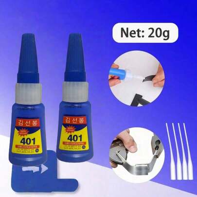 1/2/4/6 st. 20 g superstarkt 401 självhäftande lim, snabbtorkande, lämpligt för nybörjare. Gellim som kan användas för plast, metall, järn, keramik, glas, trä, hantverk, värmebeständigt skoreparation, mångsidigt (pipett ingår). (5-delat set avser pipetten, inte limmet.)