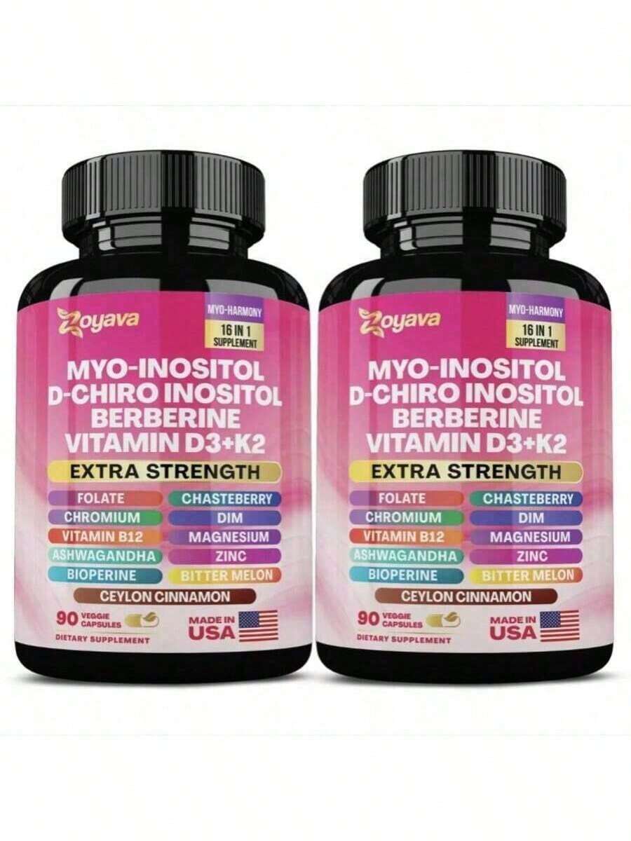 Zoyava Women's Hormone & Cycle Support – All-In-One Vegan Supplement With Myo-Inositol, D-Chiro Inositol & 13+ Ingredients| PCOS, Fertility & Mood Balance| Organic & Gluten-Free – 90 Capsules - 2 - View 1
