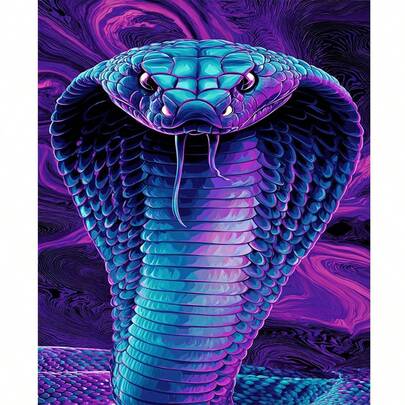 1pc 2D DIY Diamond Painting, Cross-Border E-Commerce Diamond Art, Snake Head Pattern Diamond Embroidery, Home Decor DIY Handmade Diamond Painting, Snake Animal Diamond Painting, Perfect For Holiday Gifts