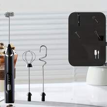 Máy đánh sữa và cà phê cầm tay gia đình mới nhất, máy đánh sữa điện, máy trộn đánh sữa kèm giá đỡ, sạc USB, máy đánh sữa, máy đánh trứng, chất liệu ABS + thép không gỉ 304. - Xem 8