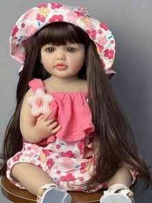 55cm Full Body Soft Vinyl Reborn Baby Girl Bathing Toy, Realistic 22 Inch Princess Infant Artistic Doll, Newborn Birthday Gift - Pink - View 5