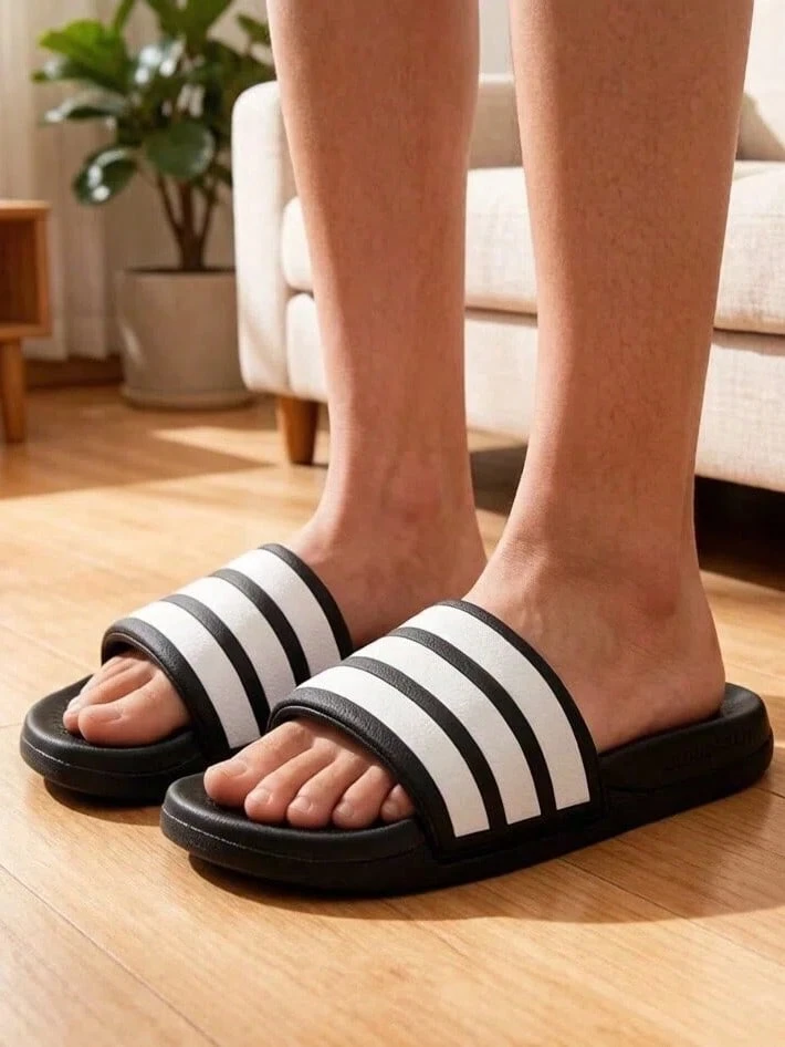 Dép adidas Adilette Comfort 2.0, Unisex, Trắng/Đen - Đen và trắng - Xem 1