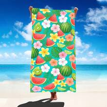 1 buc Prosop de plajă de vară cu model floral și pepene verde, Pătură de plajă extra mare din microfibră super moale, Prosop de baie foarte absorbant, Potrivit pentru călătorii, piscină, scufundări, surfing, yoga, camping, Disponibil în mai multe dimensiuni, Accesorii de plajă - C - Vizualizare 1