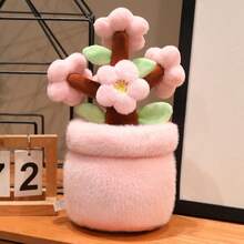 1个可爱毛绒逼真盆栽花卉玩偶，水仙花/桃花花卉装饰，卡通毛绒抱枕摆件，儿童生日礼物，卧室/客厅装饰，派对用品 - 彩色 - 查看 7