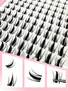 120片装漫画风格假睫毛簇，D型卷翘混合，8-16mm纤细自然款，DIY单根假睫毛，易于佩戴，可重复使用，适合日常妆容。 - C - 查看 5